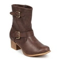 thumbnail image 1 of New Women Liliana Norman-3 Hollow Leatherette Round Toe Buckle Strap Riding Boot, 1 of 5