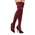 thumbnail image 1 of New Women MACKIN J 142-8 Velvet and Elastane Thigh High Pointy Toe Stiletto Boot, 1 of 3