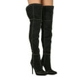 thumbnail image 1 of New Women MACKIN J 181-1 Faux Suede Thigh High Pointy Toe Studded Stiletto Boot, 1 of 3