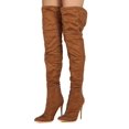 thumbnail image 1 of New Women MACKIN J 181-1 Faux Suede Thigh High Pointy Toe Studded Stiletto Boot, 1 of 3
