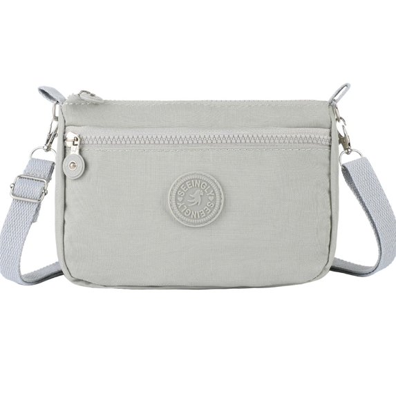 New Women Nylon Lightweight Coin Purse Crossbody Bag Messenger Bag Mobile Phone Bag Shoulder Bag GREY