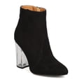 thumbnail image 1 of New Women Qupid Ranker-01 Faux Suede Pointy Toe Lucite Block Heel Bootie, 1 of 5