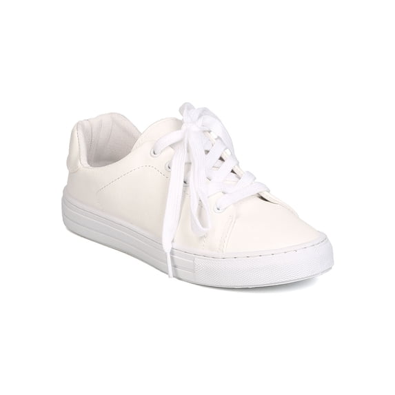 New Women Qupid Reba-111C Leatherette Low Top Lace Up Sneaker