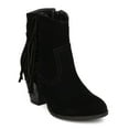 thumbnail image 1 of New Women Refresh Dion-02 Faux Suede Falling Fringe Chunky Heel Riding Bootie, 1 of 5