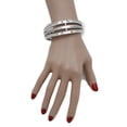 thumbnail image 1 of New Women Silver Metal Bling Stripes Fashion Jewelry Wrist Cuff Bracelet Classic Look, 1 of 10
