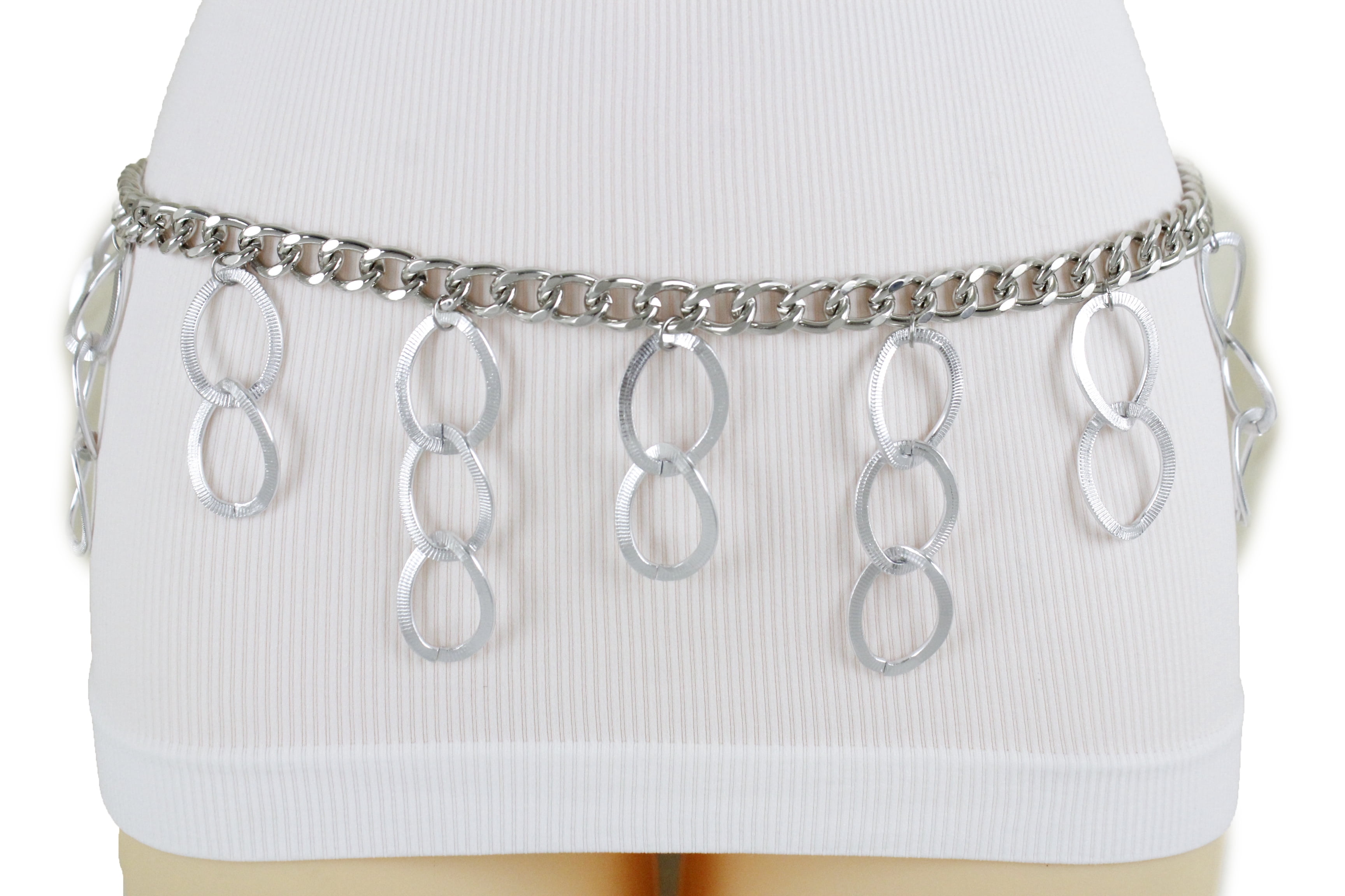 New Women Silver Metal Chain Chunky Links Dangle Drop Dance 
