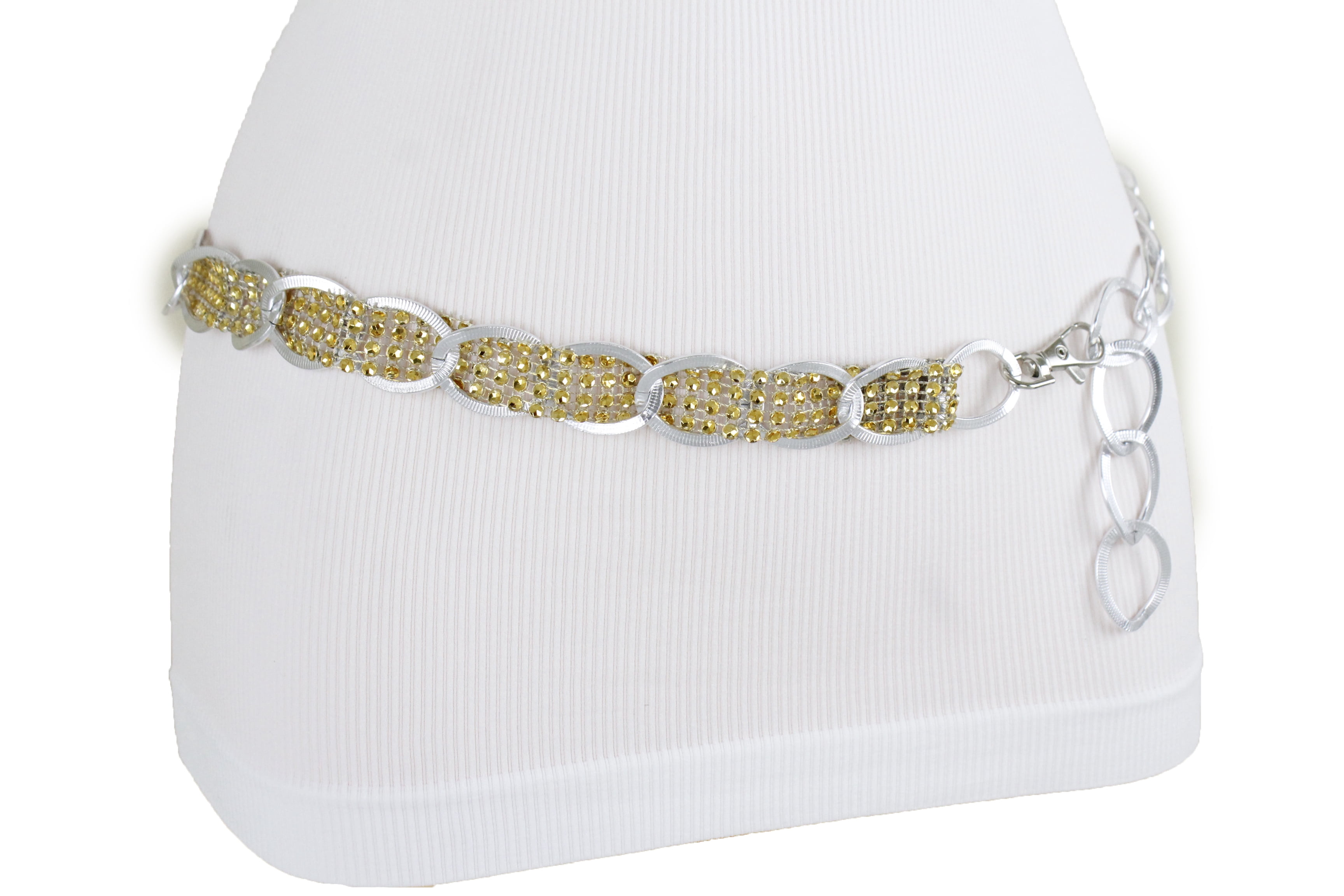 New-Women-Silver-Metal-Chain- 