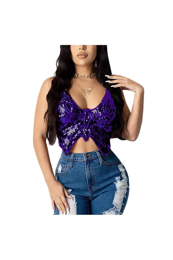 New Women Solid Slim Vest Top Tank Bandage Top Sparkly Crop Dance Vest Bra Belly Outfits Sequin Women