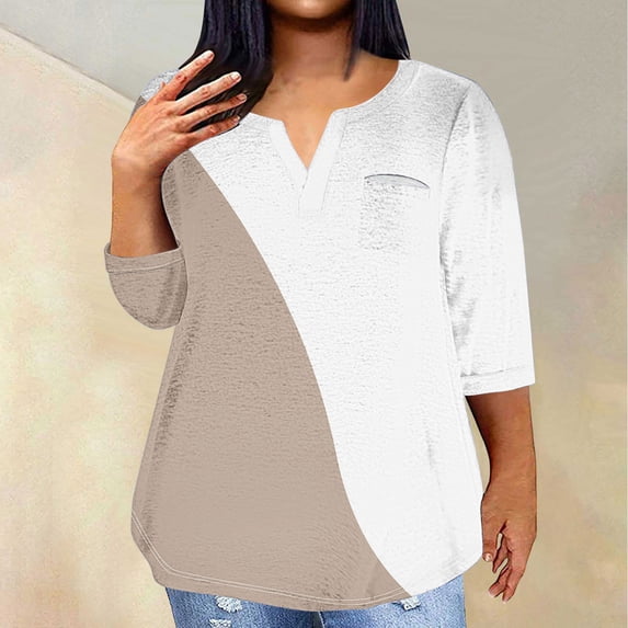 New Women Summer Tops 2024 Plus Size Fashion Sexy V-Neck Shirt Blouse Casual Loose Long Sleeve Blouse Gift for Women 50% off Clearance!