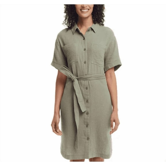 Weatherproof Vintage Ladies' Gauze Dress (Green, Medium)
