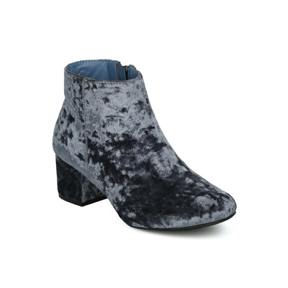 New Women Wenona-01 Metallic Leatherette Round Toe Low Chunky Heel Bootie