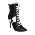 thumbnail image 1 of New Women Wild Diva Akira-142 Pointy Toe Sports Stripe Lace Up Stiletto Bootie, 1 of 5