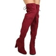 thumbnail image 1 of New Women Wild Diva Amaya-01 Faux Suede Thigh High Drawstring Chunky Heel Boot, 1 of 3