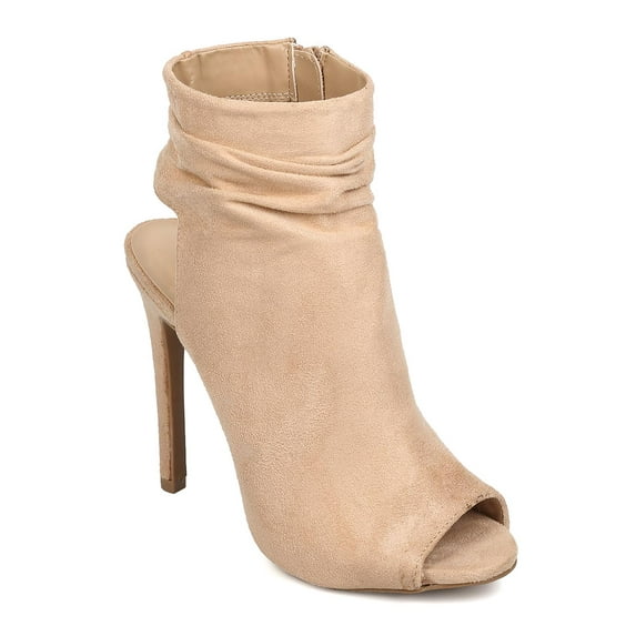 New Women Wild Diva Evelyn-60 Faux Suede Peep Toe Slouchy Stiletto Bootie