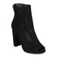 thumbnail image 1 of New Women Wild Diva Morris-23 Faux Suede Peep Toe Perforated Chunky Heel Bootie, 1 of 5