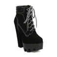 thumbnail image 1 of New Women Wild Diva Vive-11 Nubuck Lace Up Lug Sole Platform Block Heel Bootie, 1 of 6