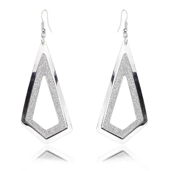 New Women's 8cm Long 3cm Wide Triangular Sparkle Design Loop Earrings Great Valentine's Day Gifts