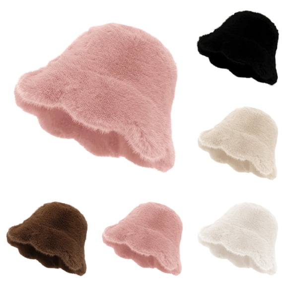New Women's Autumn Winter Fisherman Hats Solid Color High End Ruffled Bucket Hats for Outdoor Sun and Warmth
