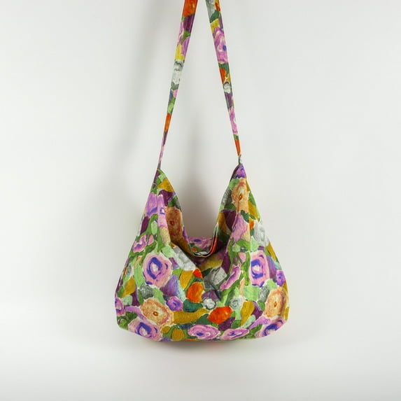 New Women's Bag, Large Capacity Oil Painting Broken Flower Handbag, Single Shoulder Canvas Crossbody Bag, Student Printed Vintage Artistic Cotton Cloth Bag