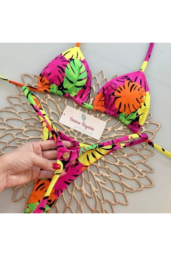 New Women's Bikini Split Print Swimwear Fashion G-string Beach Holiday