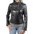 thumbnail image 1 of New Women's Black Leather Motorcycle Biker Jacket 100% Genuine Soft Lambskin W564, 1 of 3