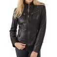 thumbnail image 1 of New Women's Black Leather Motorcycle Biker Jacket 100% Genuine Soft Lambskin W693, 1 of 3