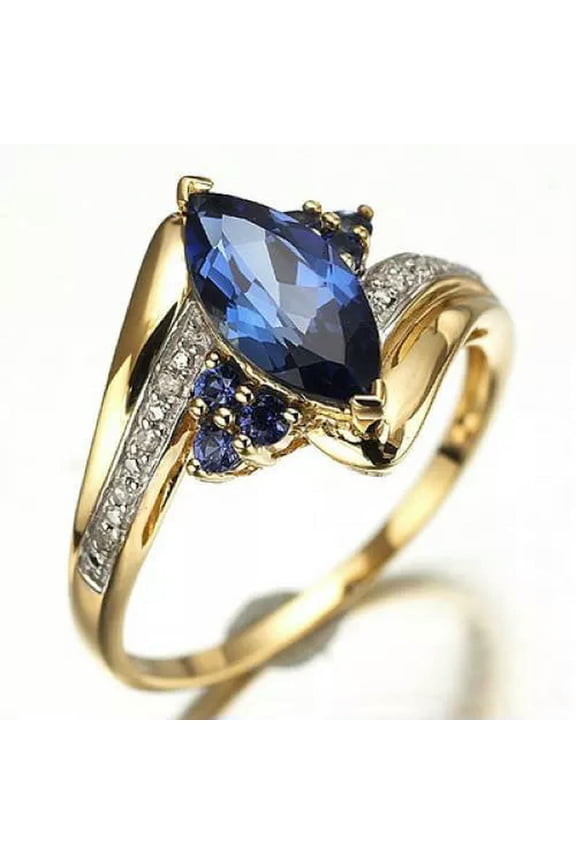 New Women's Blue Zirconia Gold Filled Engagement Wedding Rings Size 6-10 Jewelry