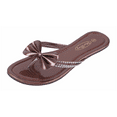 thumbnail image 1 of New Women's Bronze Bow Sandals Flats Slip-on Thong Flip Flops, 1 of 1