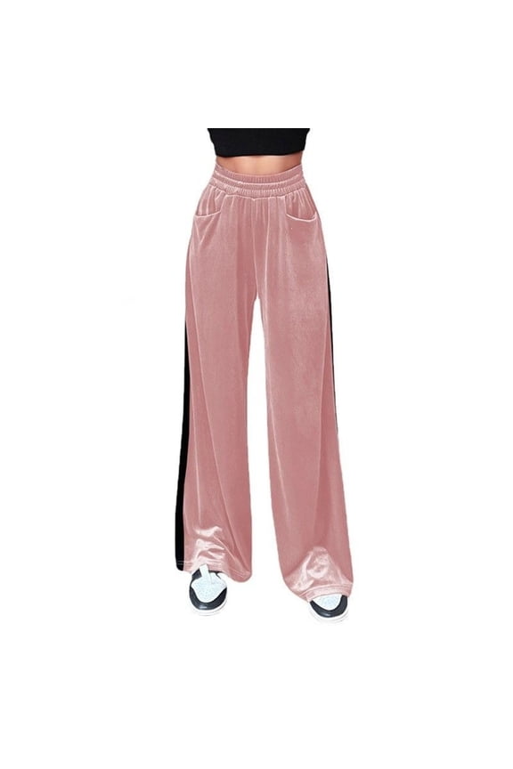 New Women's Casual Pants With Suede Waist Collection Versatile And Like Splicing Straight Leg Pants Work Pants Casual Pants