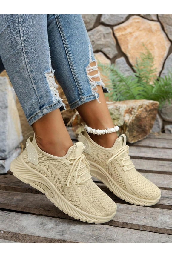New Women's Casual Sneakers - Solid Colors For Fall And Winter, Versatile And Fashionable Shoes For Outdoor Sports, Tennis, Running, Hiking. Thick-Soled, Wear-Resistant Slip-On Design.