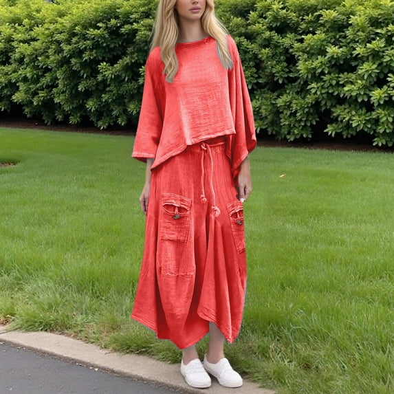 New Women's Casual Solid Color Loose Skirt Two Piece Suit Dress Formal Winter Bikini with Skirt plus Size Sequin Skirt plus Size Satin Evening Gown Full Sleeve Dress for Women Womens plus Size Dresses