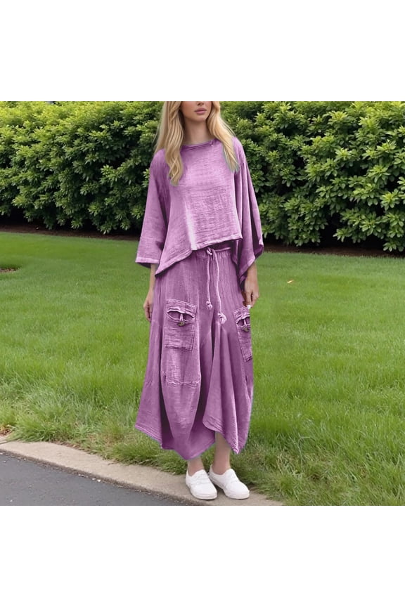 New Women's Casual Solid Color Loose Skirt Two Piece Suit Dress Formal Winter Bikini with Skirt plus Size Sequin Skirt plus Size Satin Evening Gown Full Sleeve Dress for Women Womens plus Size Dresses