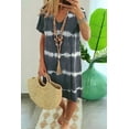 thumbnail image 1 of New Women's Casual V Neck Summer T Shirt Dress Loose Short Sleeve Tunic Dress Stripe Print Dress, 1 of 1