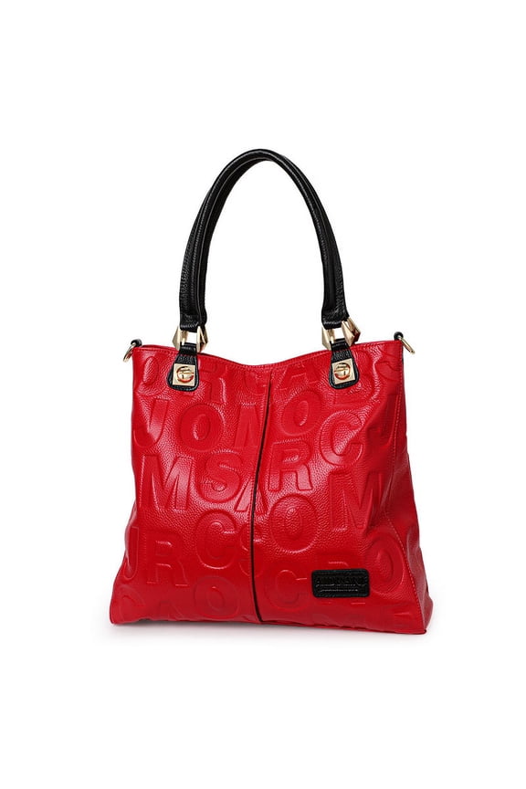 New Women's Cowhide Tote Bag Fashionable and Versatile Large Capacity Letter Printed Handheld Shoulder Bag