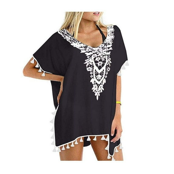 New Women's Crochet Chiffon Tassel Swimsuit Beach Bikini Cover Ups for Swimwear
