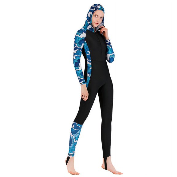 New Women's Diving Suit: One-Piece Long-Sleeve Sun-Protective, Slimming, and Figure-Flattering Swimsuit; Women's Snorkeling and Surfing Suit