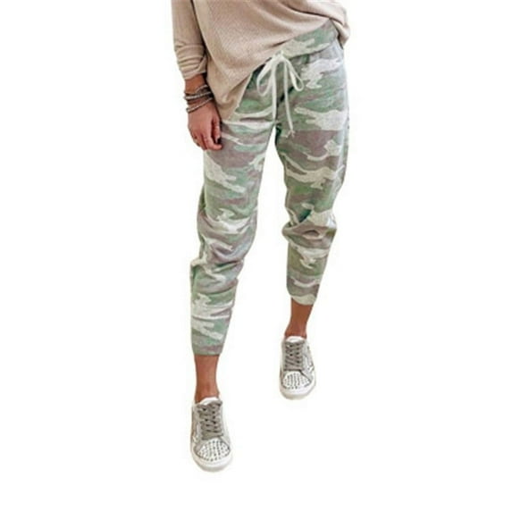 New Women's Fashion Camouflage Printed Lace-up Leggings Capri-Pants