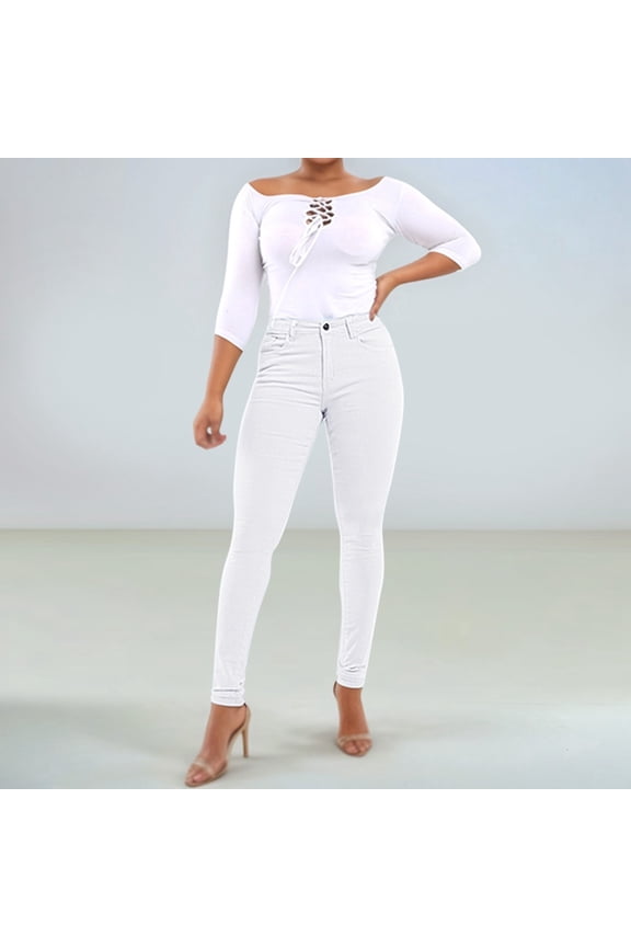 New Women's Fashionable High Elastic Foot Lift High Waist Skinny Jeans Jean for Woman on Pants for Women Tall High Waist Denim Pants Jean Cargo Pants for Women Baggy Denim Womens Jean Overalls Pants