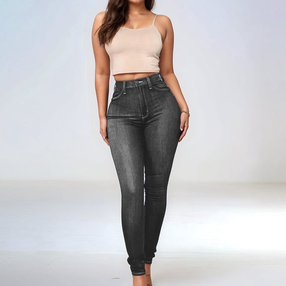 New Women's Fashionable High Elastic Foot Lift High Waist Skinny Jeans Pants for plus Size Women Jean Pants for Women on Pants Classic plus on Pants for Women Tall Tall Woman Clothes Jean Dress for
