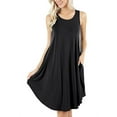 thumbnail image 1 of New Women's Knee-Length Clothing Popular Sleeveless Pocket Casual Vest T-shirt Expandable Dress Crewneck Tank Dress, 1 of 2