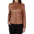 thumbnail image 1 of New Women's Leather Motorcycle Biker Jacket 100% Genuine Soft Lambskin Brown W131, 1 of 4