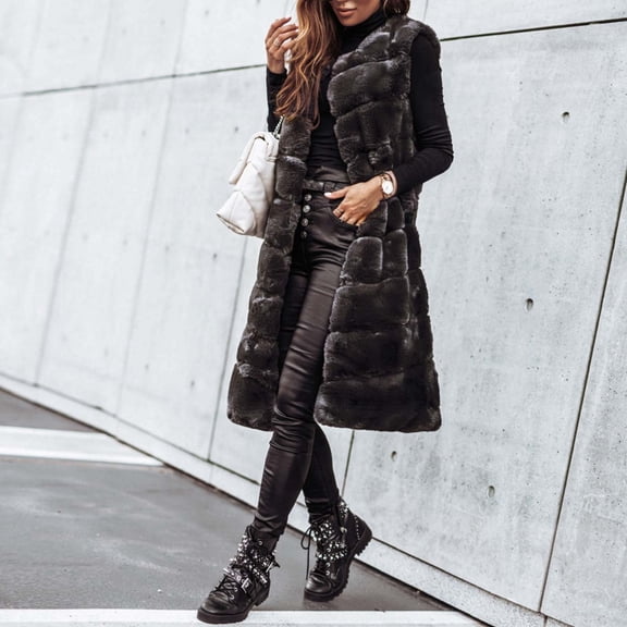 New Women's Long Vest Women's Autumn And Winter Solid Color Sleeveless Wool Jacket Cardigan Coat Jacket Long Sleeve Women plus Size Hoodies for Women 3x plus Size Leather Jackets for Women 4x Casual