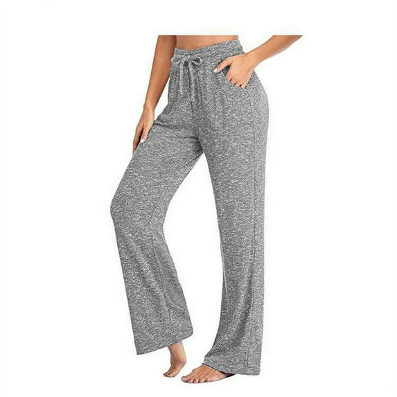 New Women's Loose Leggings Wide Leg Yoga Pants Lace Up Fitness Plus Size Trousers High Waist Female Patchwork Boot Cut Pants