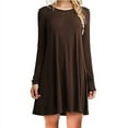 thumbnail image 1 of New Women's Loose Solid Color Round Neck Dresses Long-Sleeved Casual Dress, 1 of 2