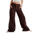 thumbnail image 1 of New Women's Pants Women's Corduroy Pants Retro Autumn and Winter Solid Color High Waist Flared Pants with Pockets Women's Pants-As photo shows_b-S, 1 of 7