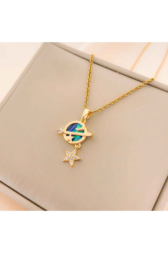 New Women's Planet Pendant Necklace - Titanium Steel, High-End, Fade-Resistant Clavicle Chain