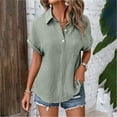 thumbnail image 1 of New Women's Shirt Solid Color Casual Bat Sleeve Button Up Shirt for Women Women's Graphic Women Casual Tee Long Exercise Shirts Women plus Size Womens Turtleneck Long Sleeve Women Running Shirt, 1 of 5