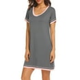 thumbnail image 1 of New Women's Short Sleep Dress,Stripe Hem Short Sleeve Cotton Sleep Nightshirt Seamless Super Soft Pajama Dress Boyfriend Sexy Sleepwear Casual Nightgowns,S-2XL Gray, 1 of 7