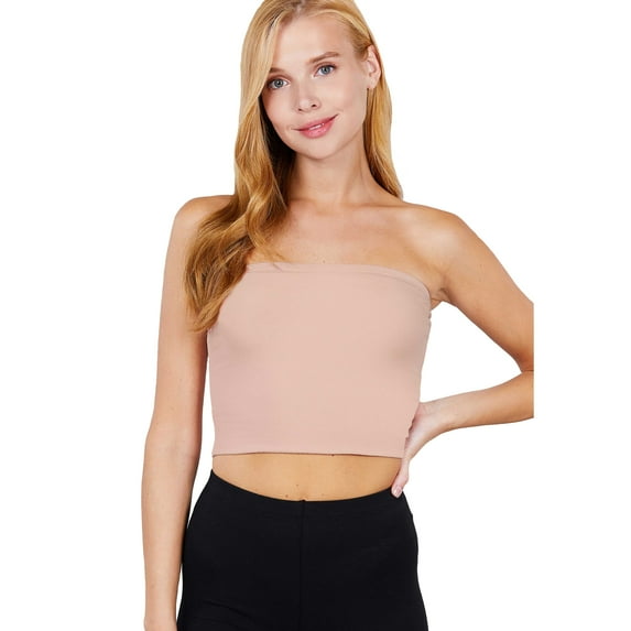 New Women's Solid Colors Summer Strapless Crop Tube Cotton Spandex Jersey Top