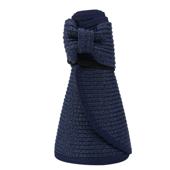 New Women's Sun Hat  Protecetion Wide Summer Hat Brim Roll-up Straw Bow Sun Visor Hats Foldable Topless Beach Hats